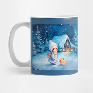 Girl and little fox at Christmas Mug